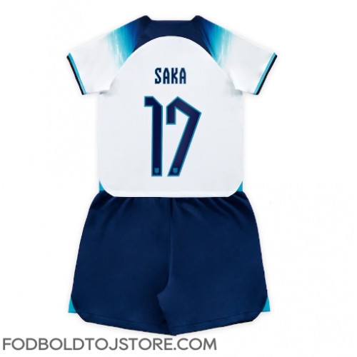 England Bukayo Saka #17 Hjemmebanesæt Børn VM 2022 Kortærmet (+ Korte bukser)